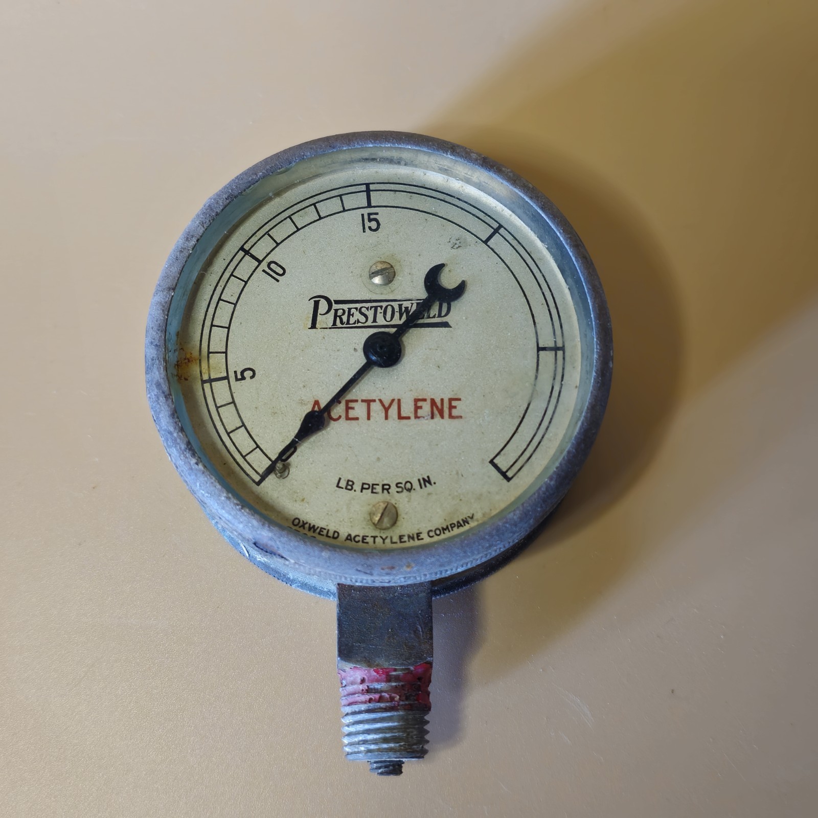 PRESTOWELD Vintage Acetylene Pressure Gauge USA Industrial Steampunk Salvage