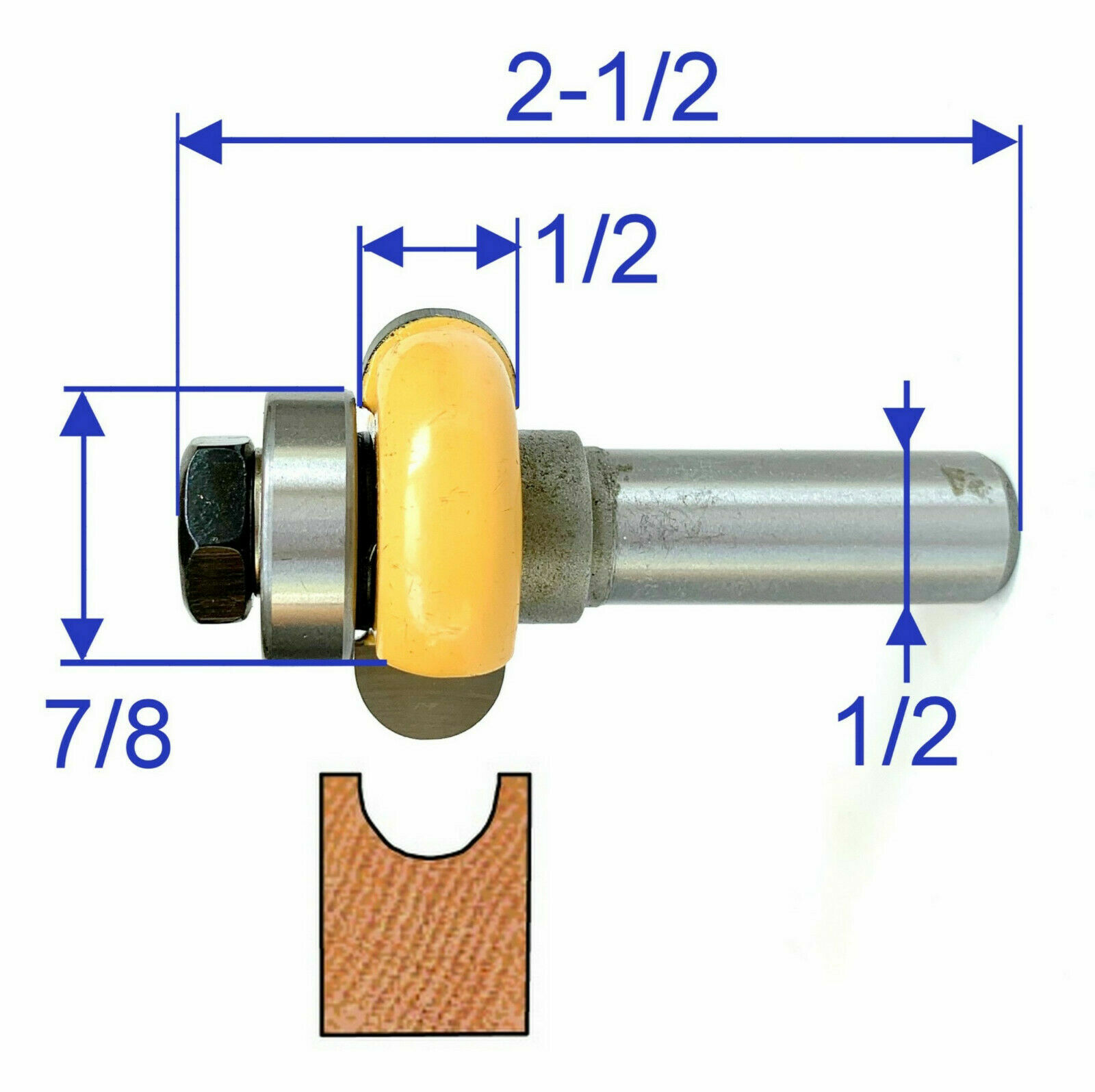 1pc 1/2" shank 1/2" Diameter w/Top Bearing Flute Router Bit S