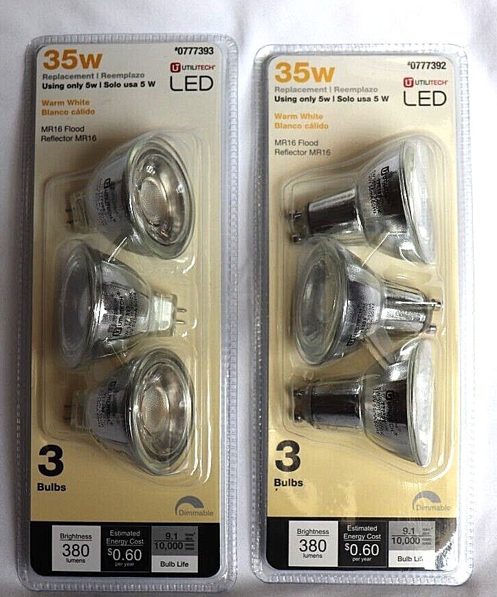 3 pack 35W Replacement LED bulbs, Warm White, MR16 Flood, *Choose Your Base*