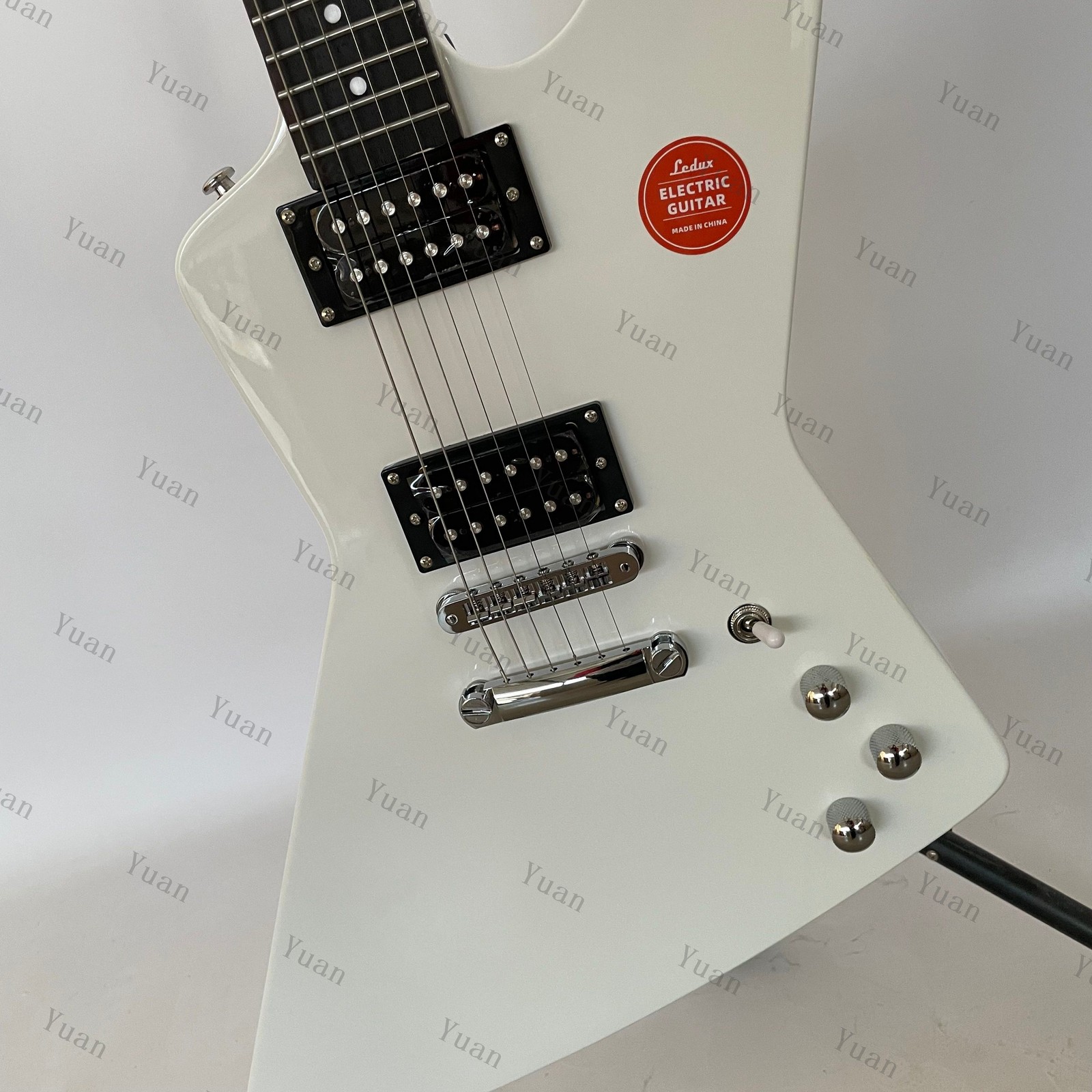 New EX Snow White Solid Electric Guitar H-H Pickups Chrome Hardware US Shipping