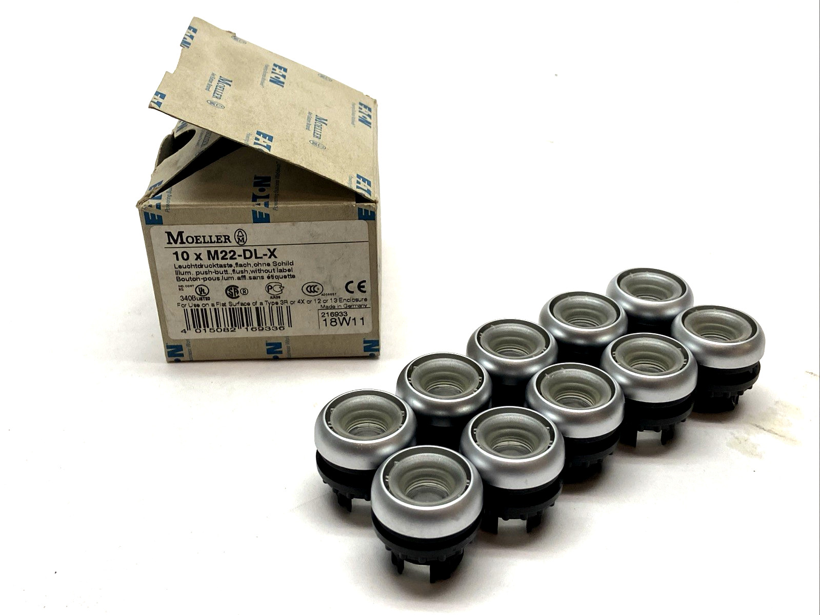Eaton Moeller M22-DL-X Pushbutton 22.5mm Flush Momentary 216933 BOX OF 10