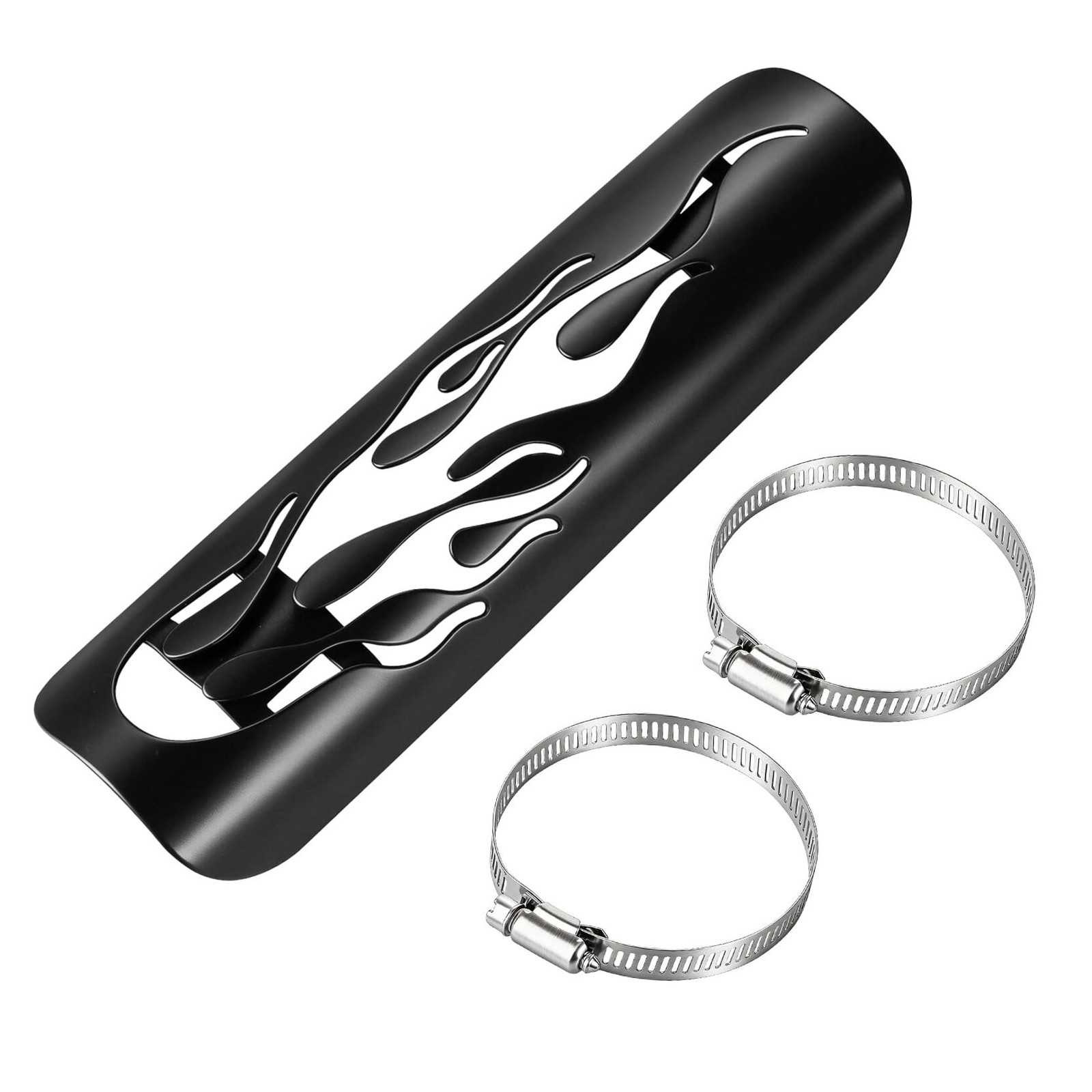 Motorcycle Exhaust Heat Shield: Metal Steel Exhaust Muffler Pipe Black 230mm