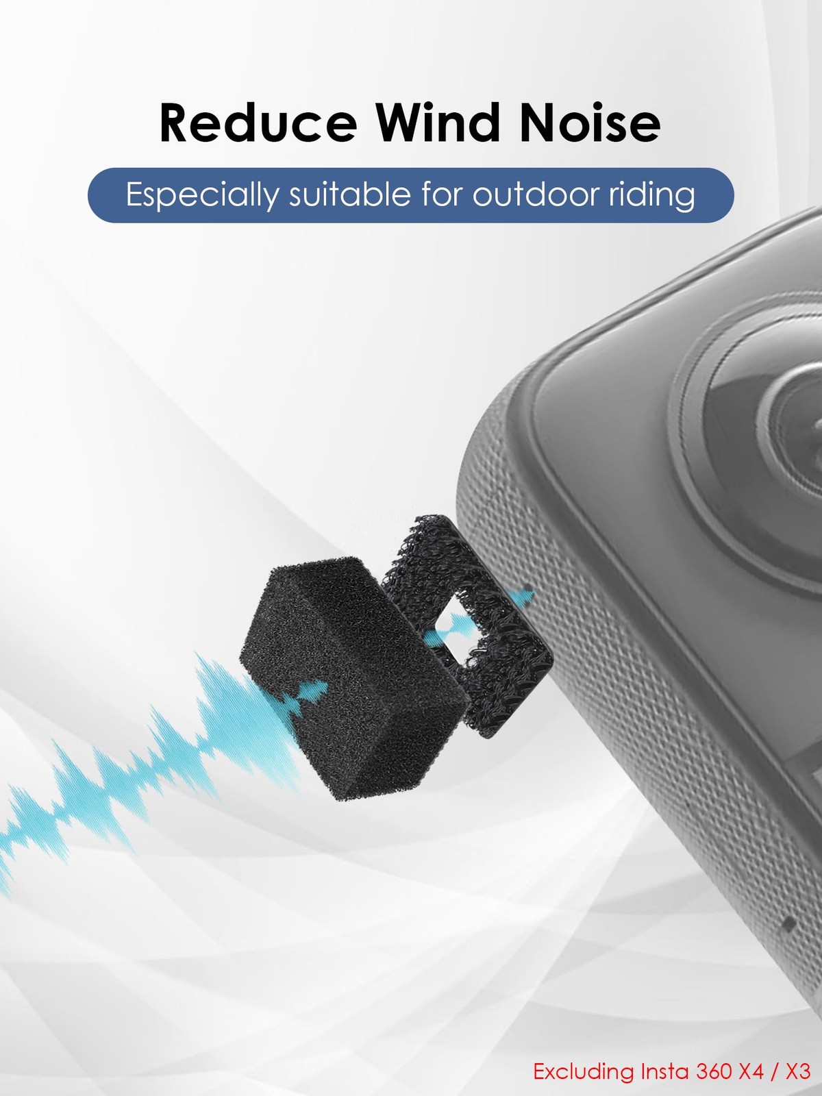 Mic Wind Muff for Insta360 X4, X3 Camera 4Foam+4Furry, Black