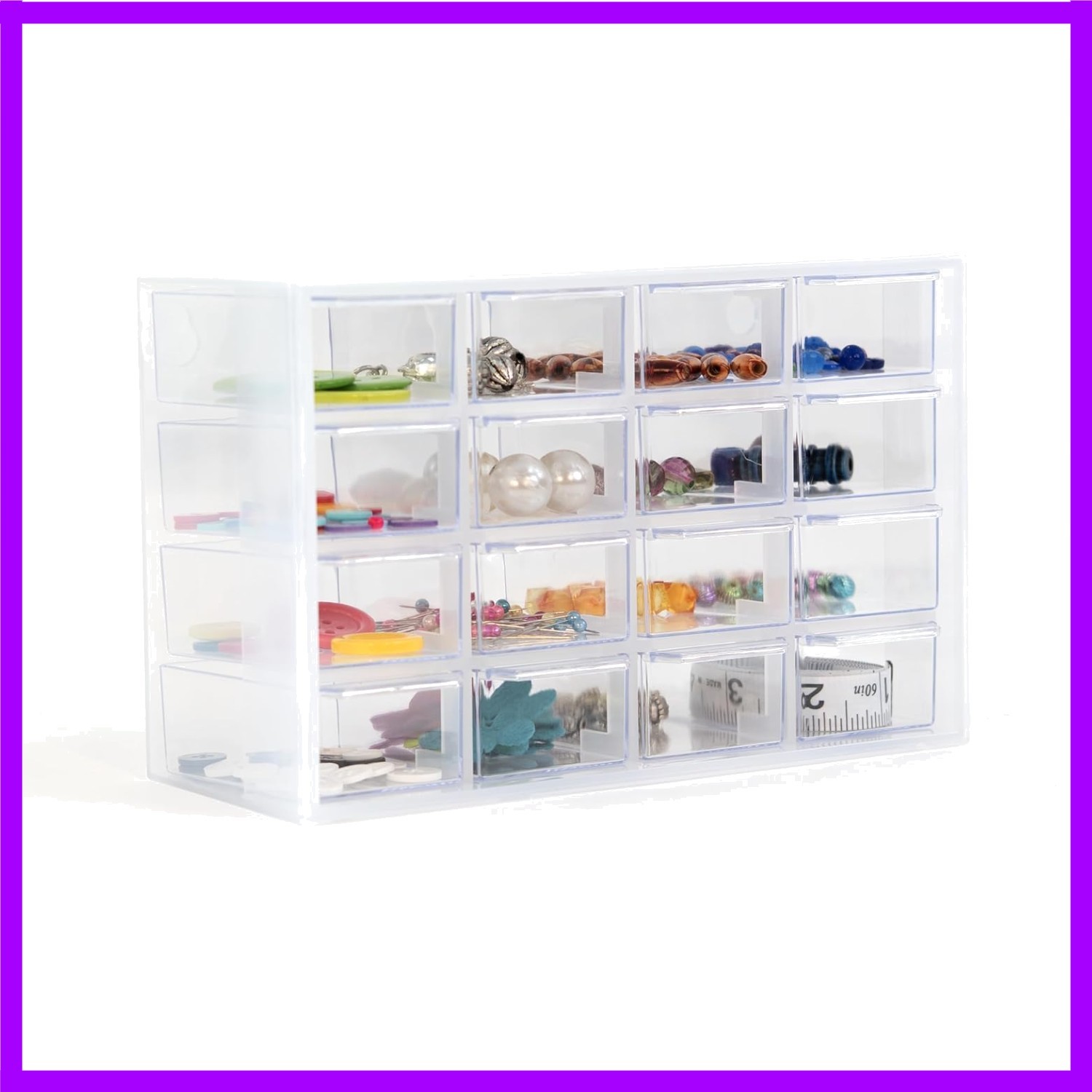 16 Drawer Clear Storage Organizer – Versatile Craft Cabinet for Home & Workshop