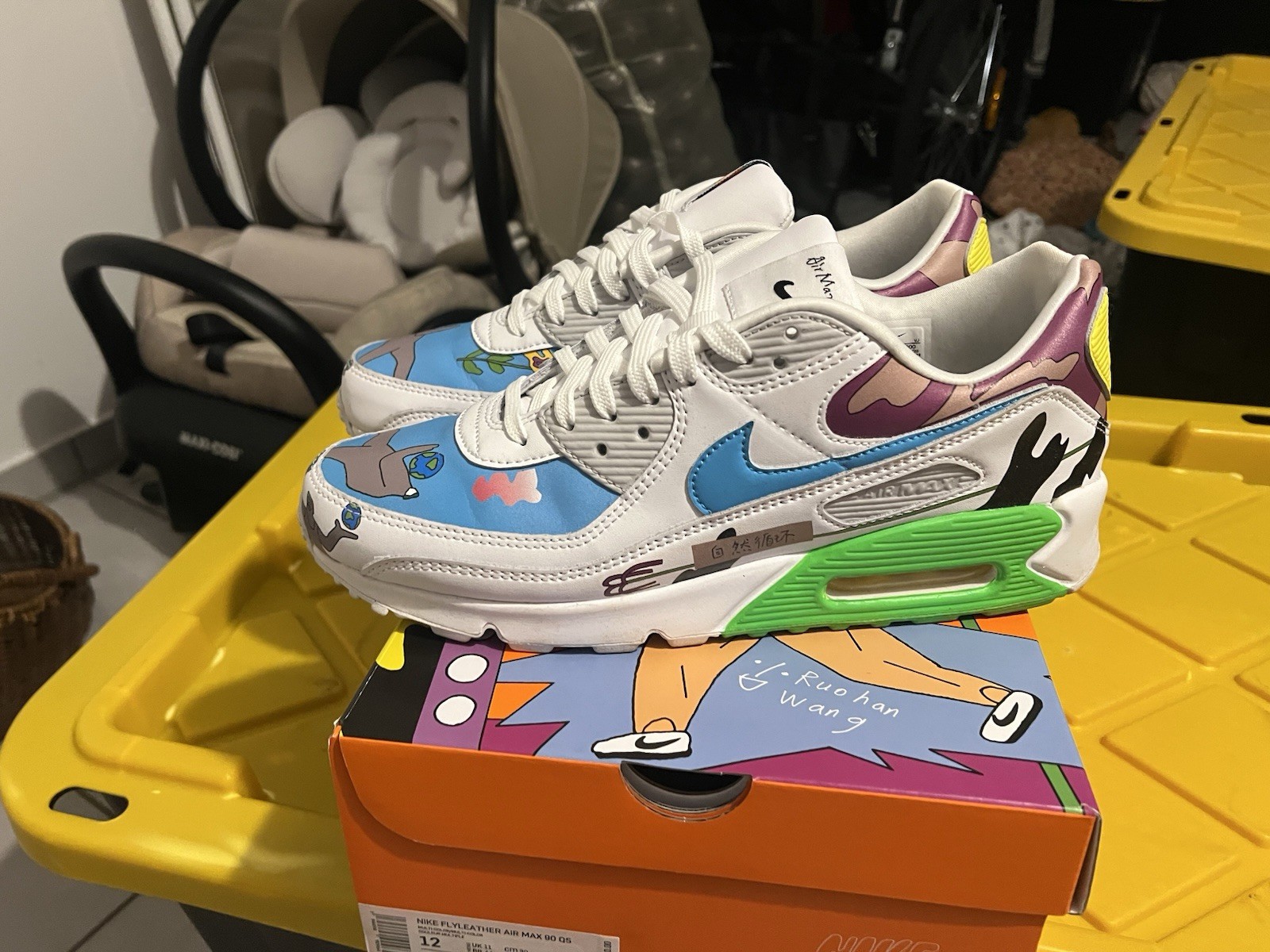 Nike Ruohan Wang Air Max 90 Flyleather Multicolor CZ3992-900 Low Top Sneakers