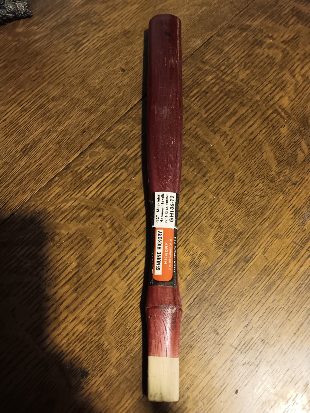 NOS Hickory  MACHINIST HAMMER HANDLE - 12 " -  for 8-12oz hammer  USA