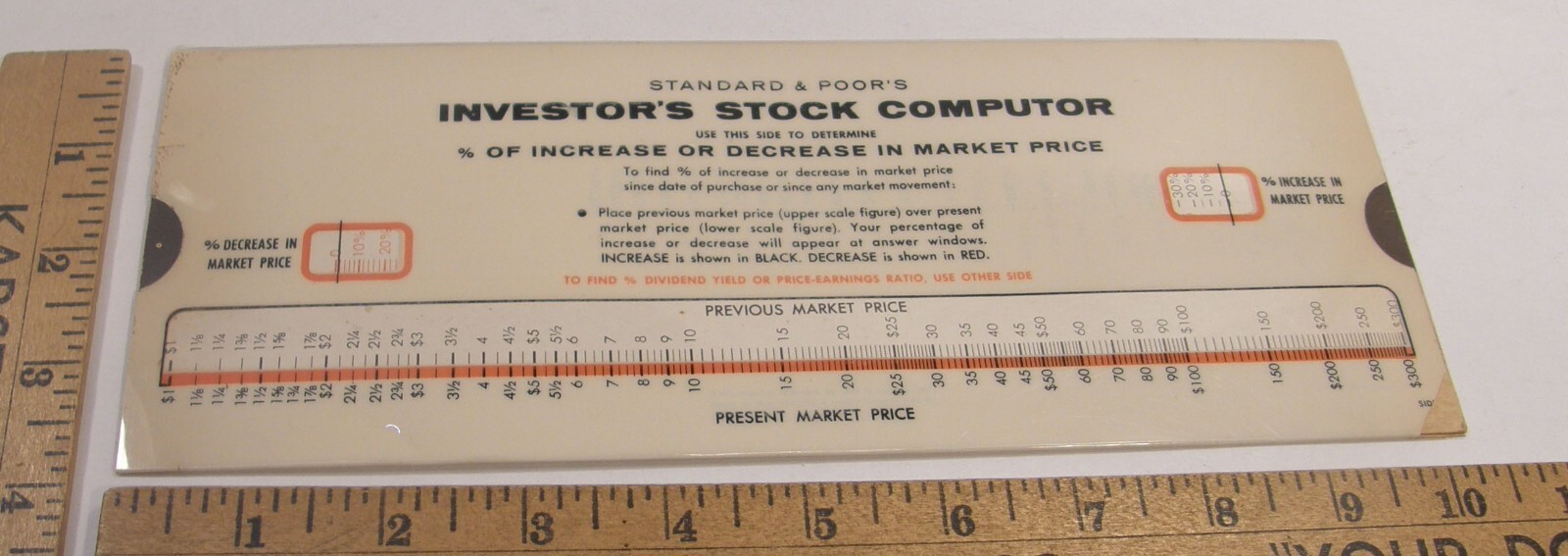 VINTAGE c1959 STANDARD & POOR'S INVESTOR'S STOCK COMPUTOR COMPUTER SLIDE RULE