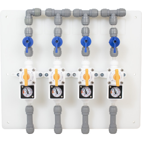 Duotight Draft Regulator Board | Gas Manifold | 4 Way | With Shut-Off Valves