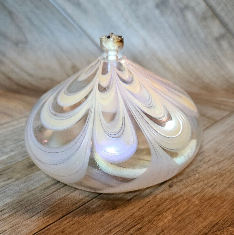 Unique Blown Glass Pink and Clear Oil Lamp