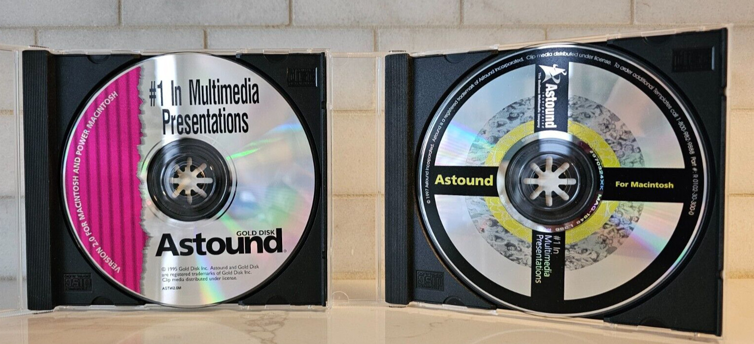 Gold Disk ASTOUND v 2.0 (1995) & 1997 ASTOUND SW #1 MULTIMEDIA PRESENTATION-MAC
