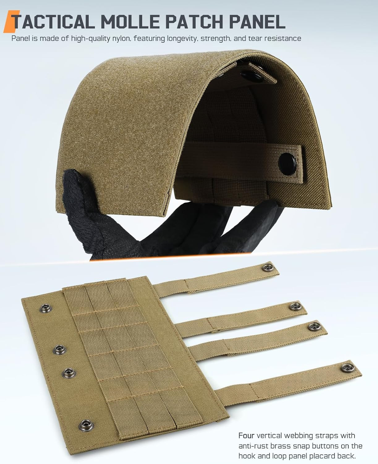 Molle Loop Panel Large, Mounting Placard Platform for Hook-Backing Pouch, Tactic