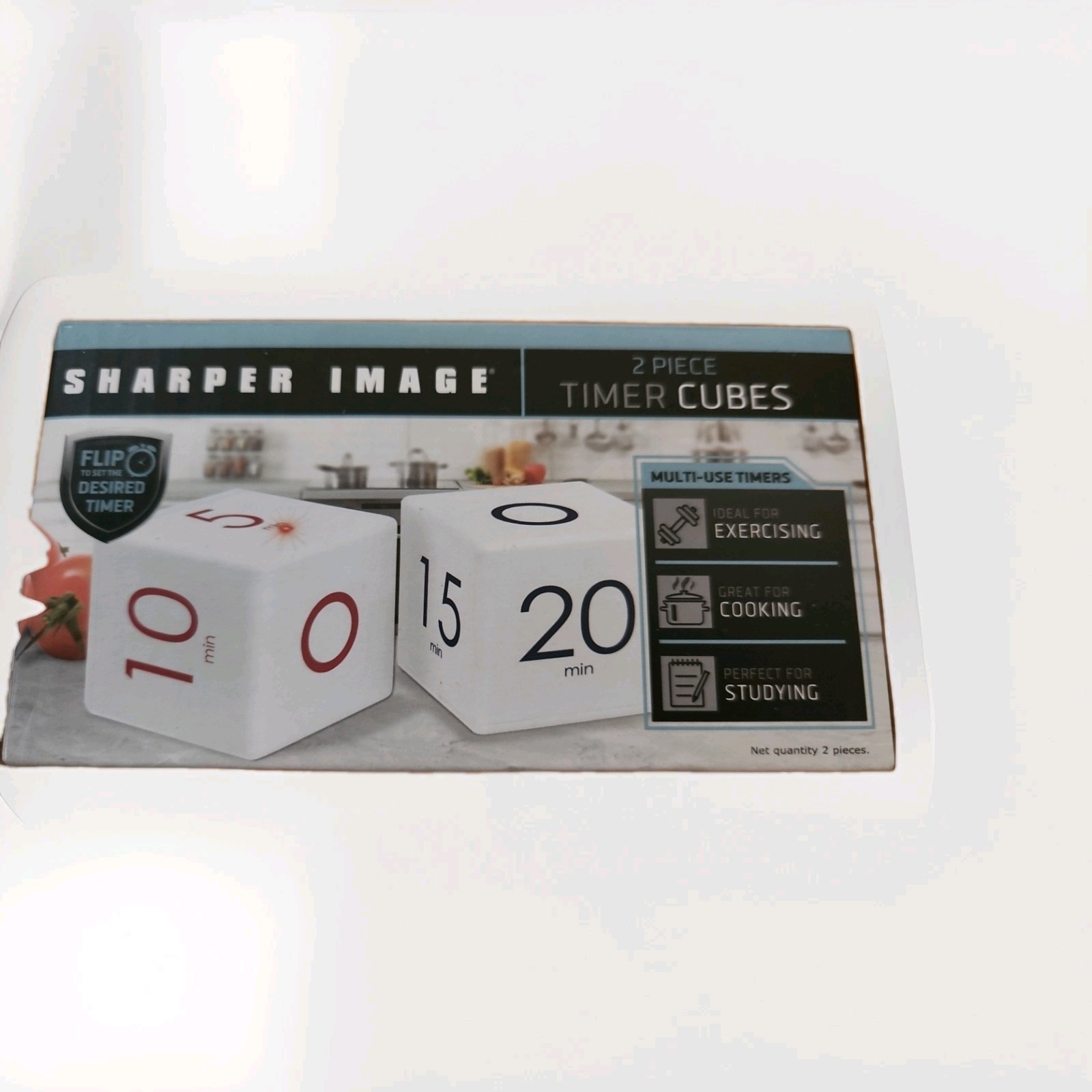 Sharper Image Two-Piece Timer Cubes Multi-Use Flip-To Desire Time New