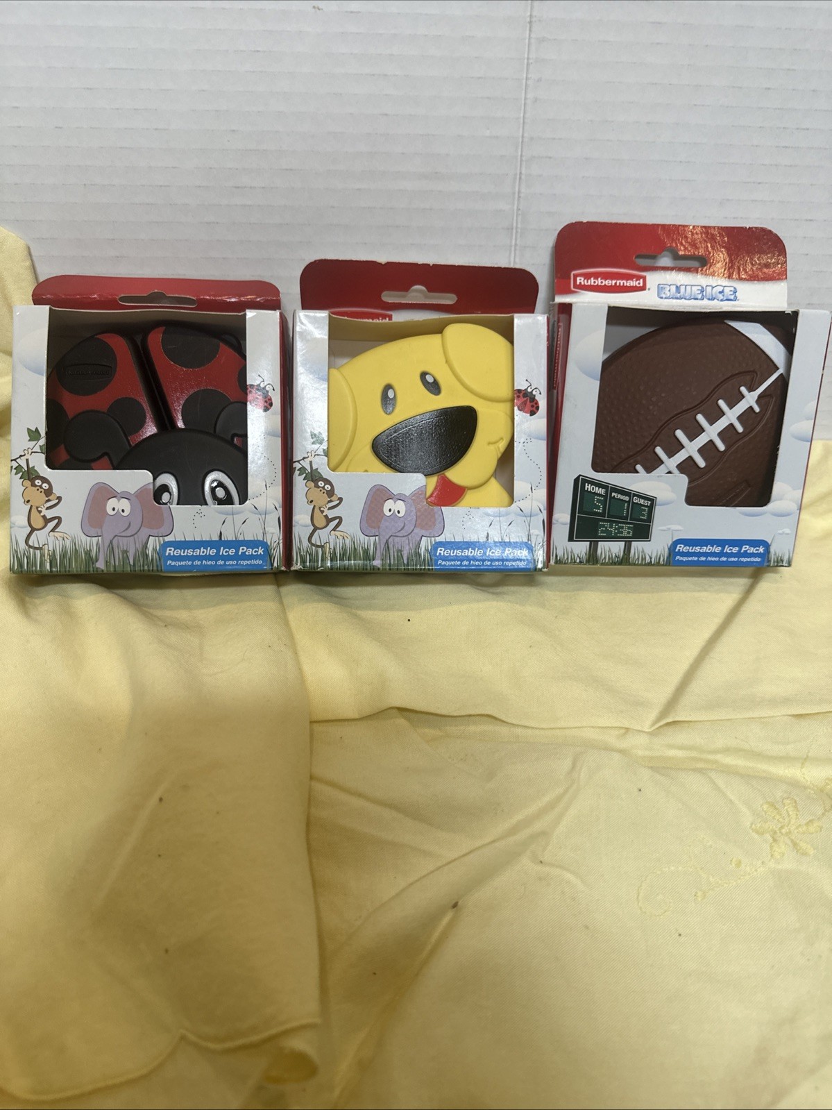 Dog Ladybug Football Shaped Rubbermaid Reusable Hard Ice Pack Blue Ice (3)