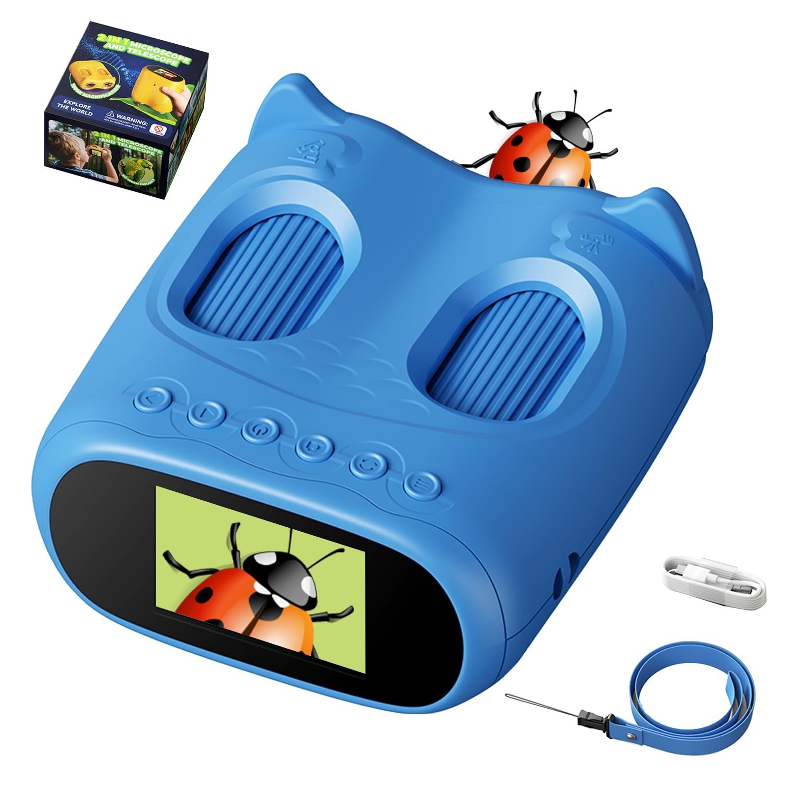 2 in 1 Handheld Microscope and Telescope for Kids, 4K 2.0" Screen, 1000X Digital
