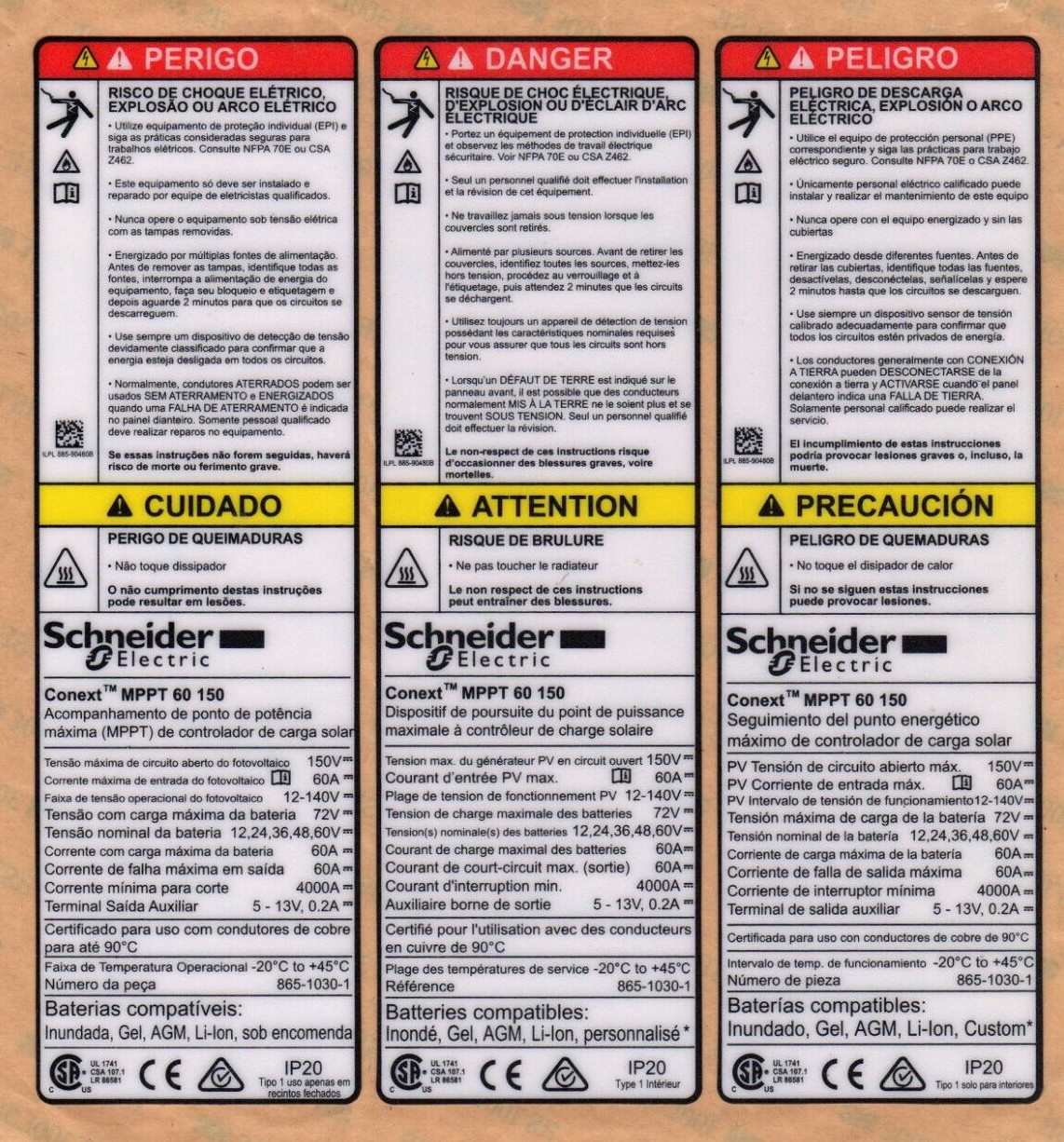 Foreign language side decals for S-E XW-MPPT-60-150 - Free Shipping!!!
