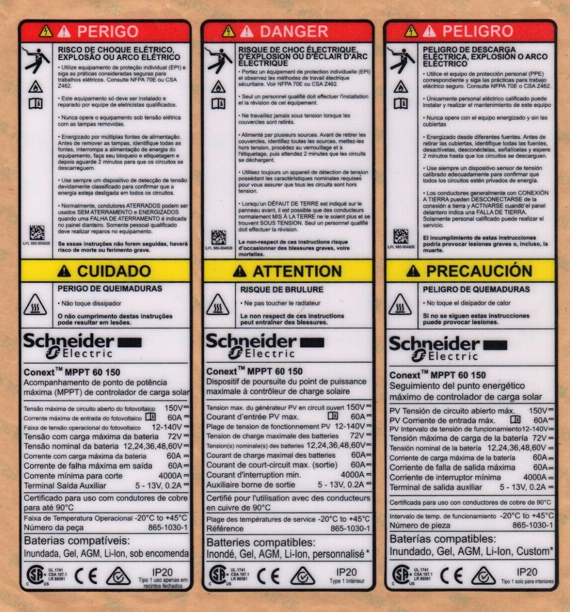 Foreign language side decals for S-E XW-MPPT-60-150 - Free Shipping!!!