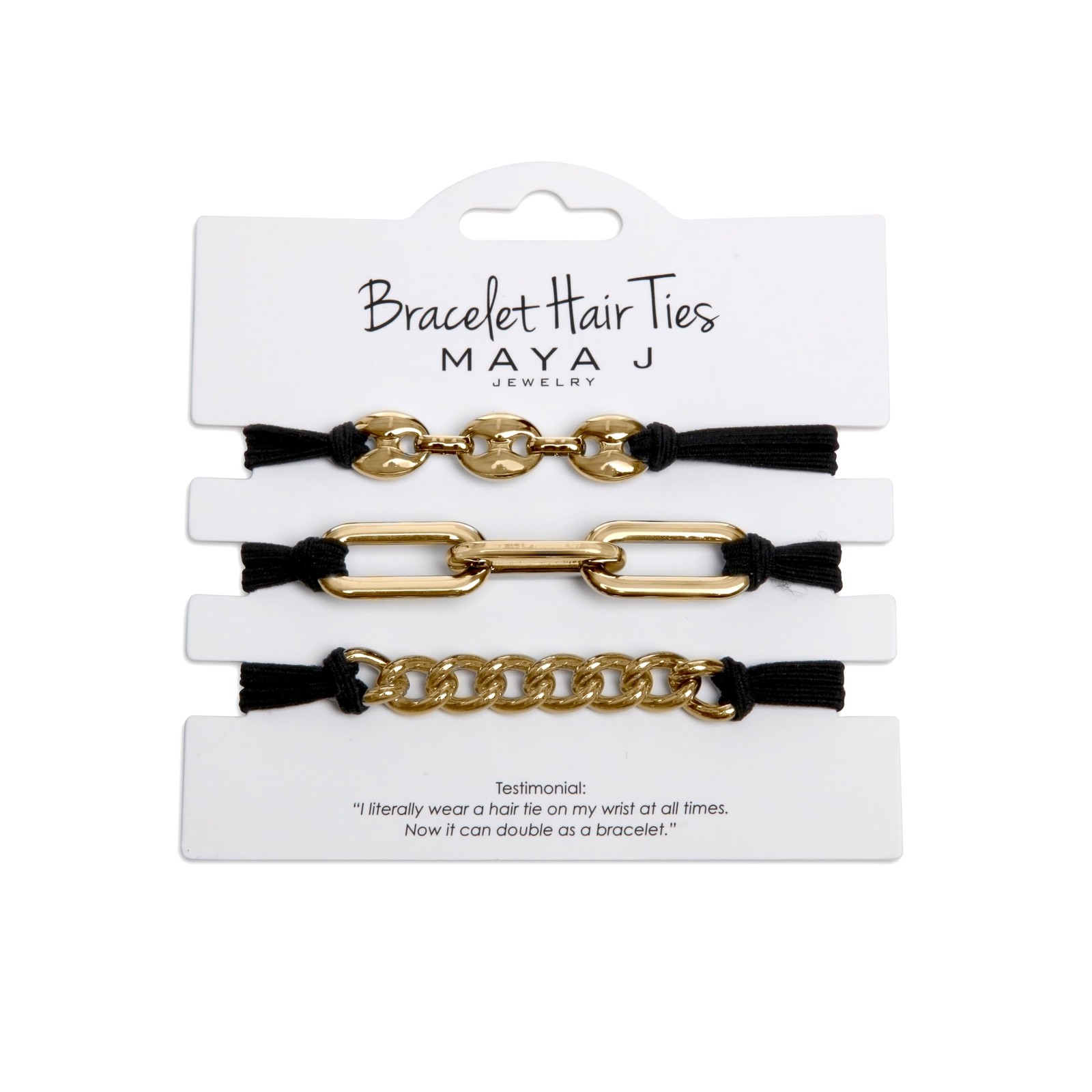 Maya J Bracelet Elastic Beach Hair Tie Maya J Black Golden Beads Cord Holiday