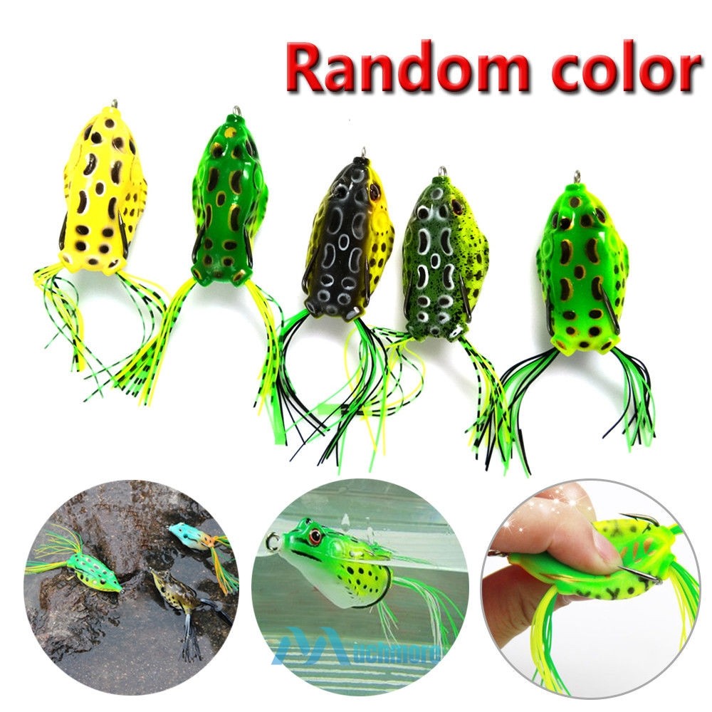Large Frog Topwater Soft Fishing Lure Crankbait Hooks Bass Bait Tackle 5.5cm 12g