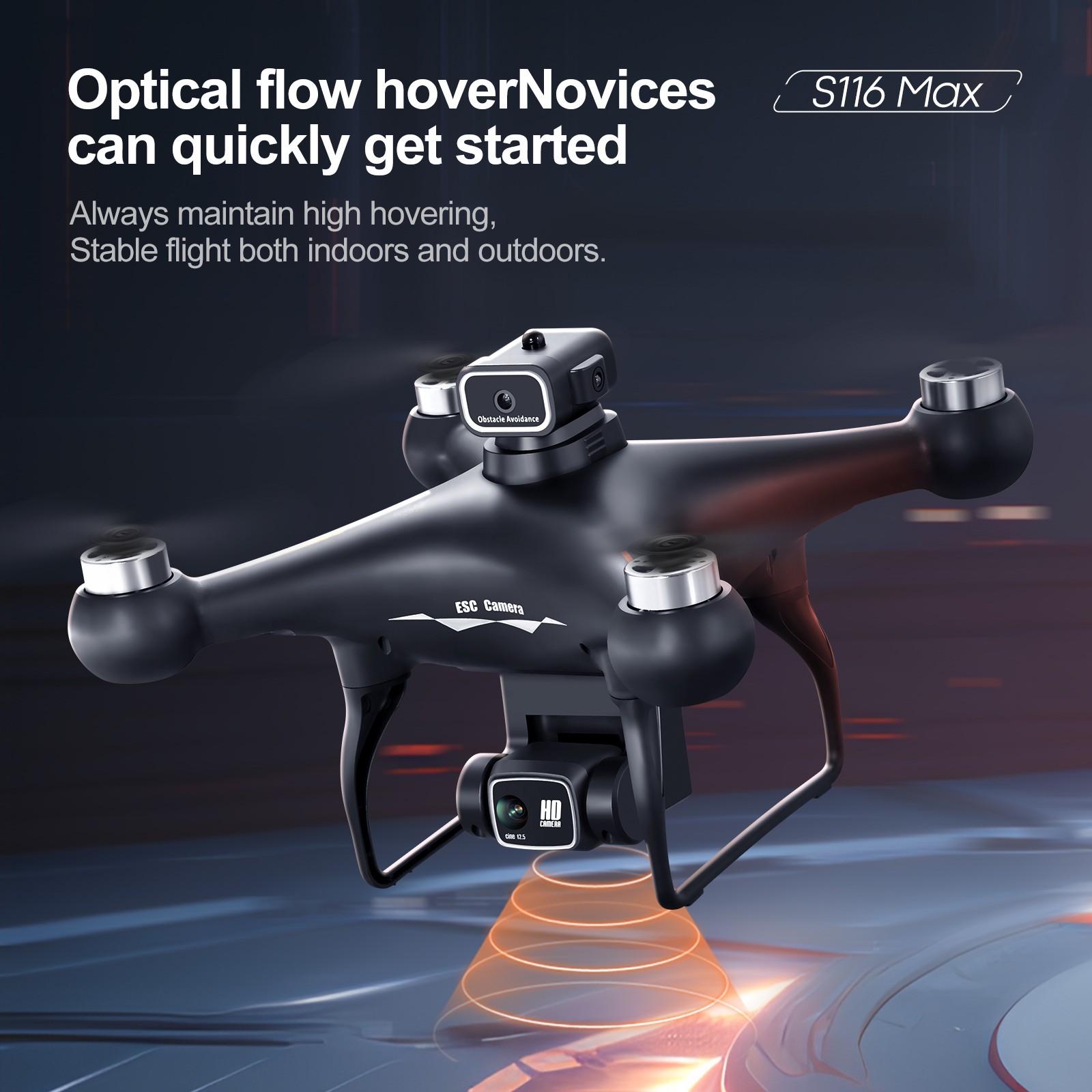 S116 GPS Drone with Screen Controller, Two-Batteries, Brushless Motor, Altitude