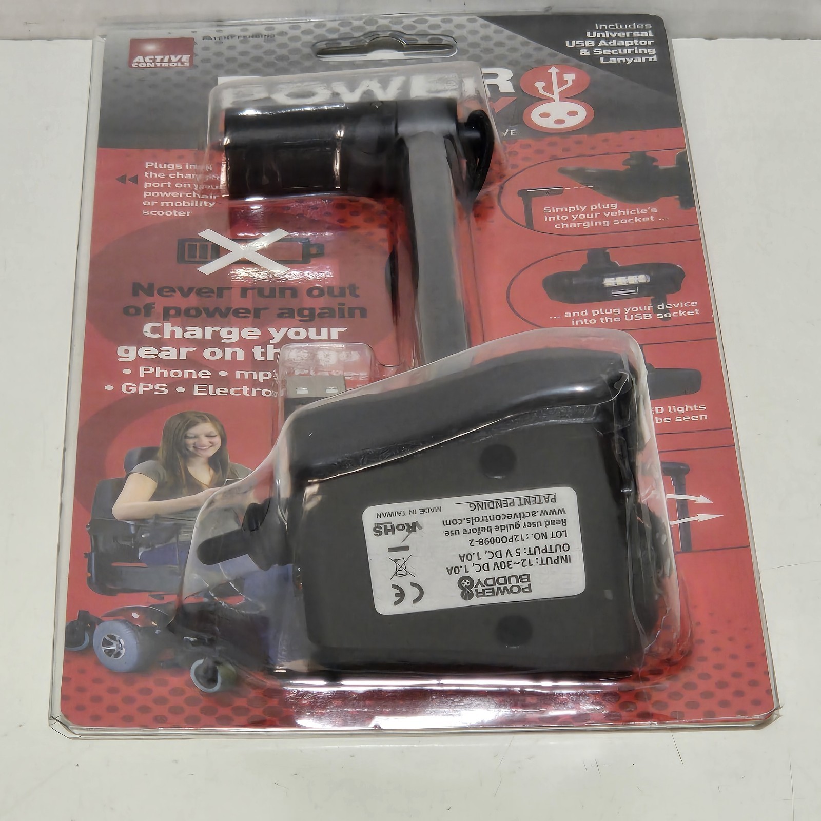 Active Controls Power Buddy - USB Charger and Guide Light for Powered Mobility