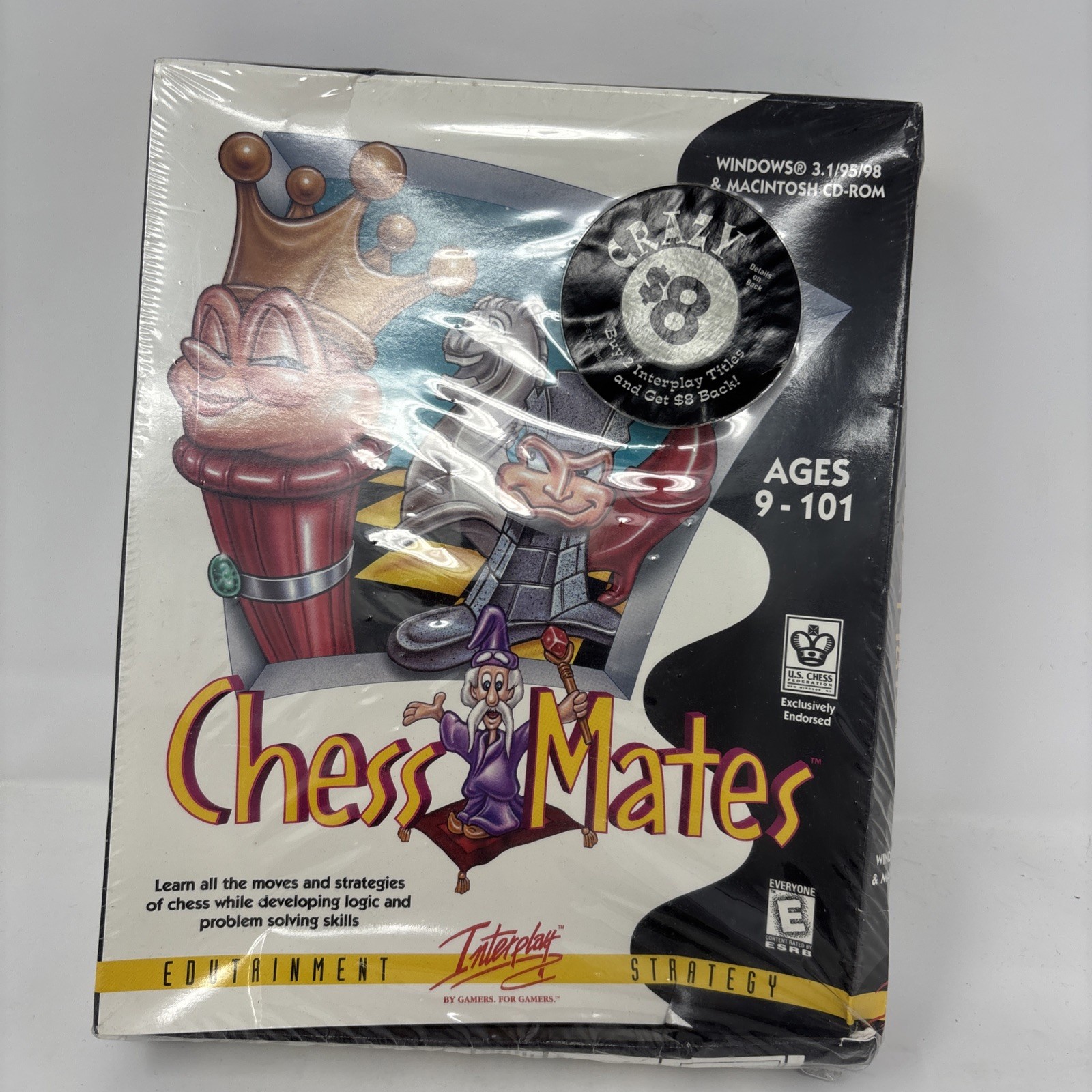 Sealed Vintage Chess Mates by Interplay PC/Mac CD-ROM 1998 Big Box Game Software