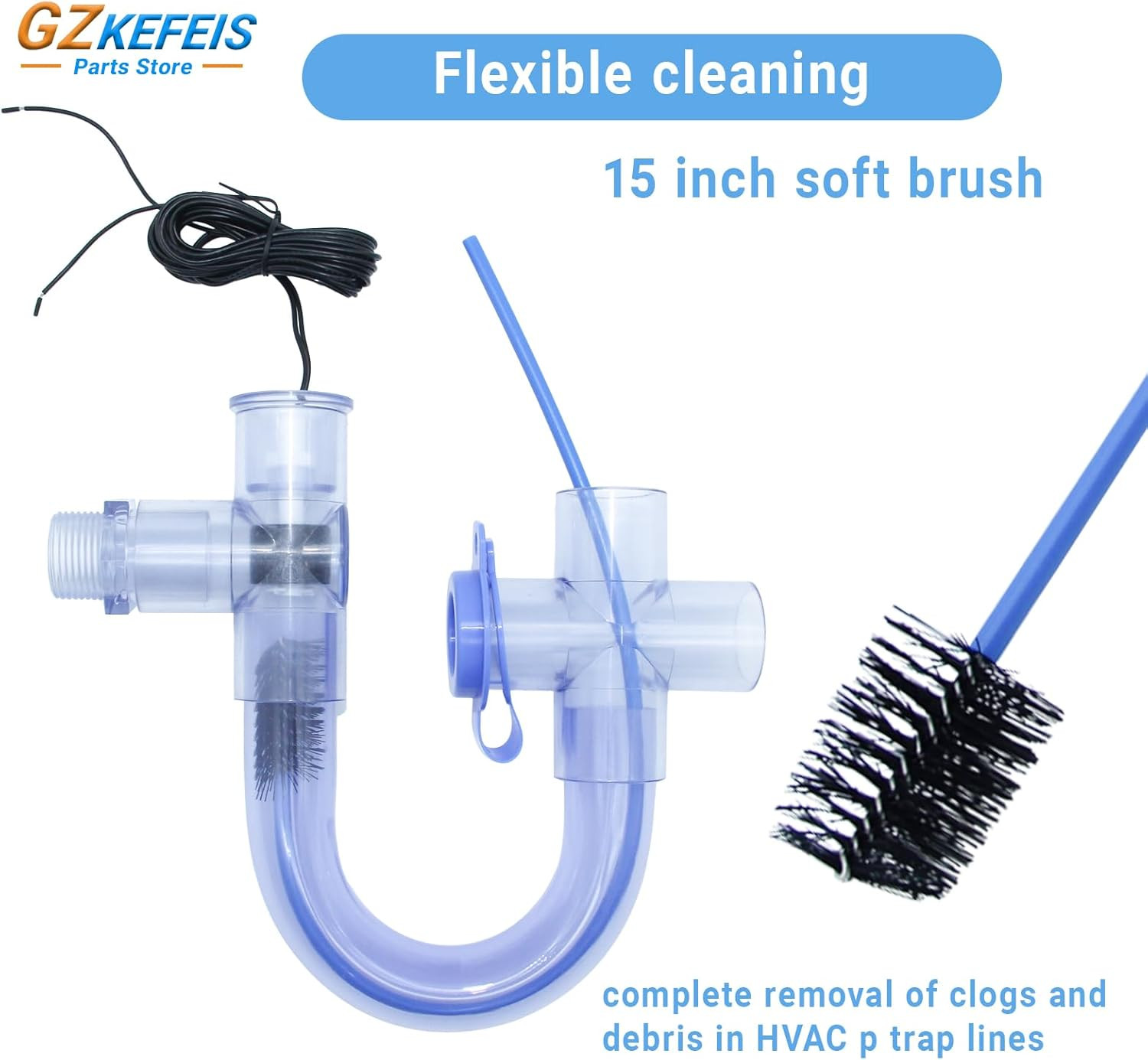 Condensate Trap with Built-In Overflow Switch for HVAC Systems - 3/4 Inch Standa