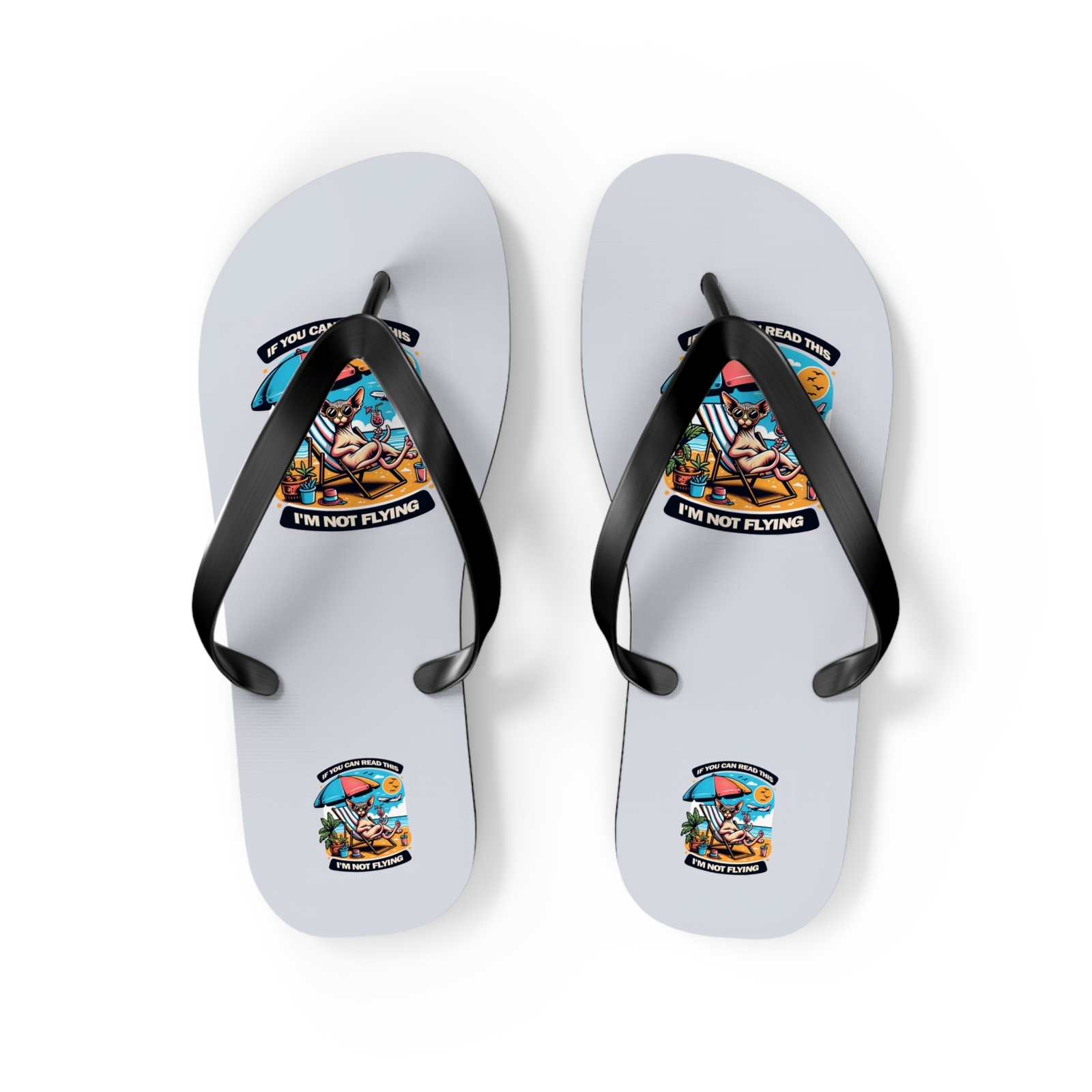 Personalized Funny Sphynx Cat Flip Flops | Summer Beach Design