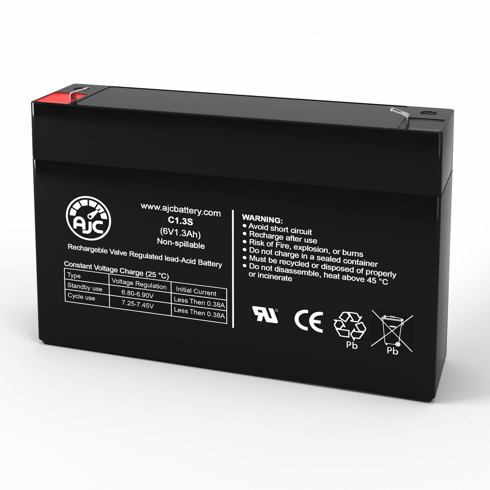 AJC Battery Compatible with Yuasa NP1.2-6 6V 1.3Ah UPS Battery
