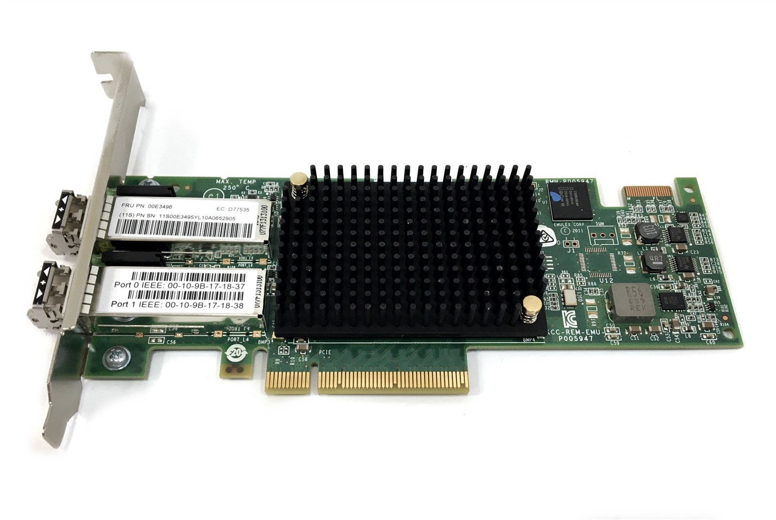 IBM 577F 00E3496 16GB 2-Port PCIe Fiber Channel Adapter w/ SFPs