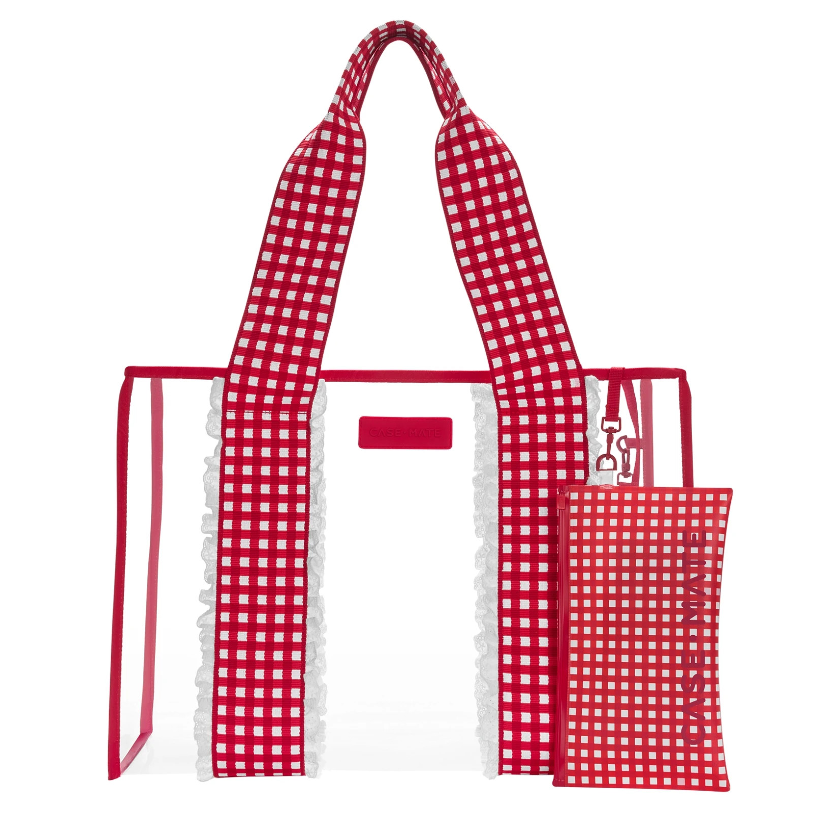Case-Mate Cherry Gingham Jelly Tote Waterproof Clear Beach Bag Cell Phone Pouch