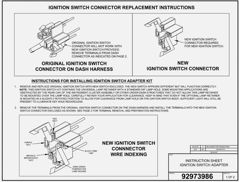 Replacement Ignition Switch Kit For 1964 Chevy Bel Air Biscayne and Impala