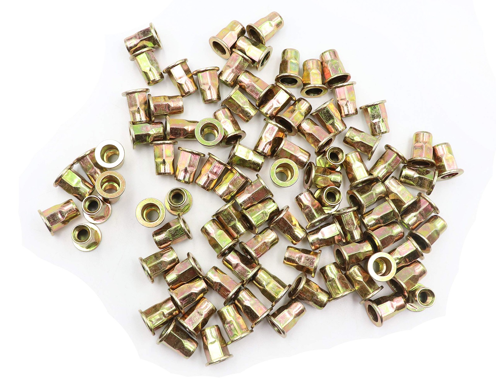 LBY 60pcs Carbon Steel Rivet Nuts, M6 Thread Insert Nutsert (Half-Hexagonal) ...