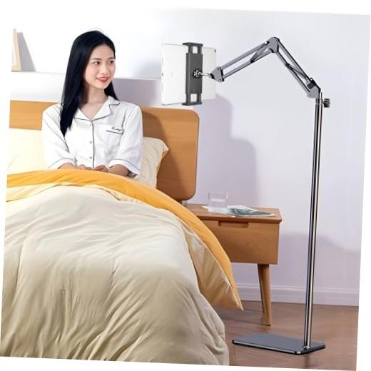 Tablet Floor Stand with 7.2 lb Weight, Overhead Bed Phone Mount Height