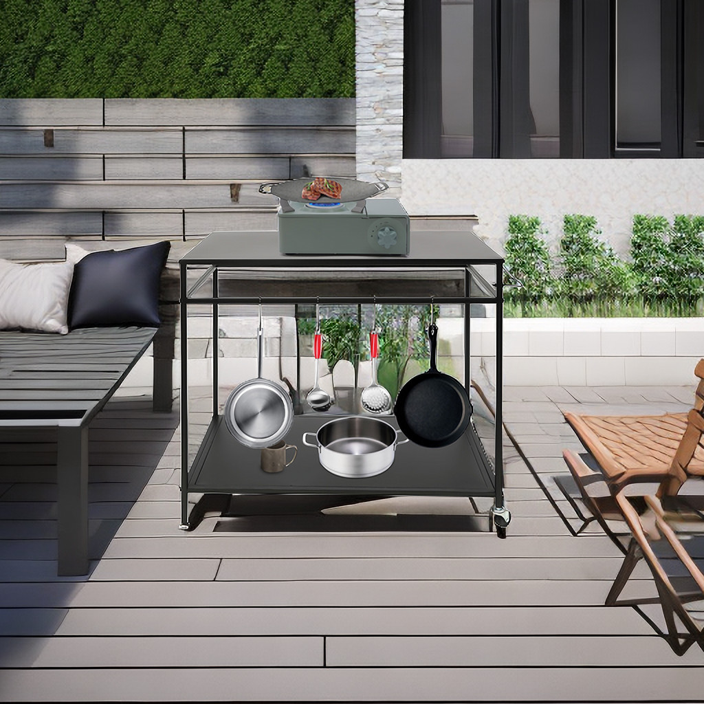 Kitchen Prep Table BBQ Grill Bar Cart Outdoor Griddle Cooking Stainless Steel US