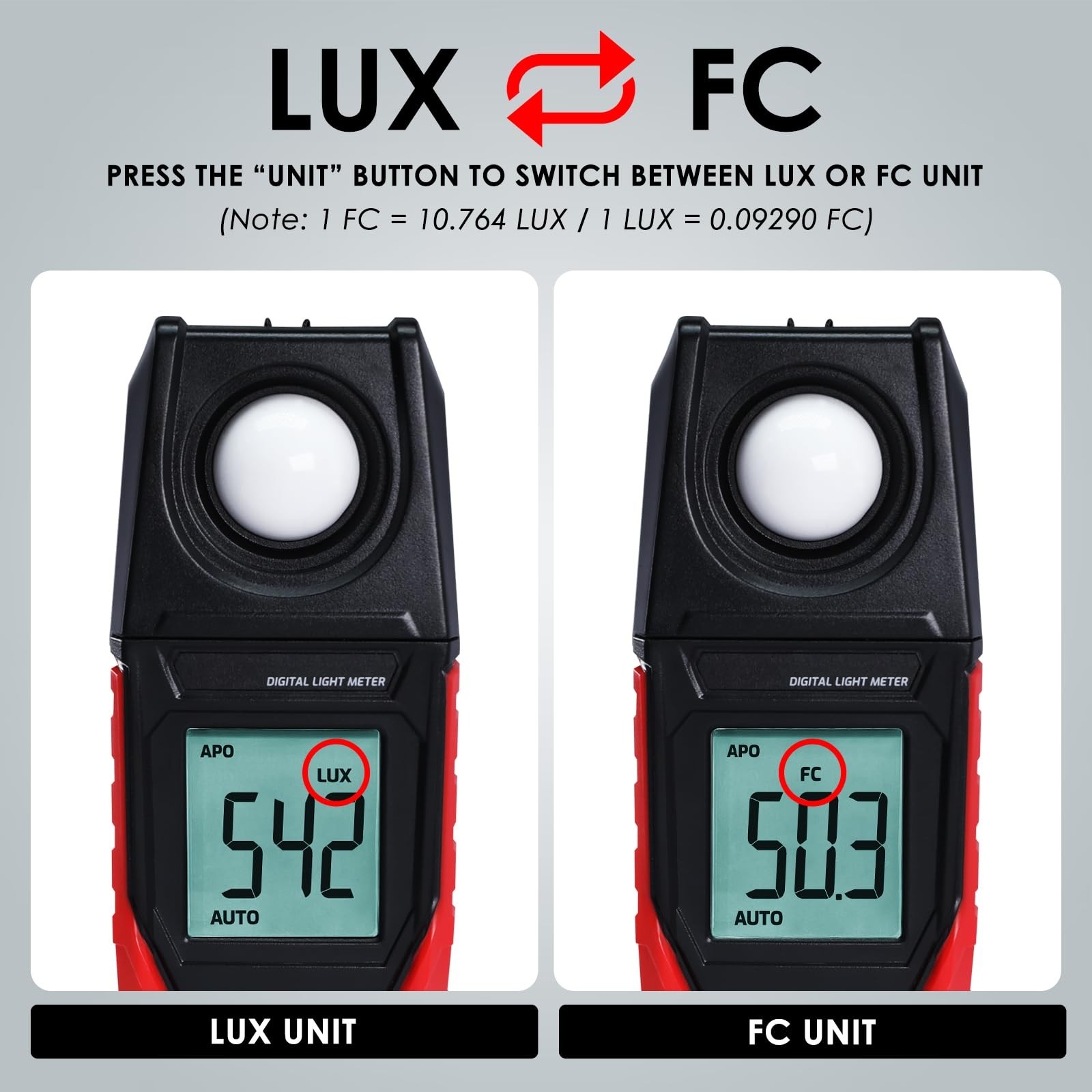 Light Meter Digital Illuminance Light Lux Meter Handheld with Large LCD Displ...