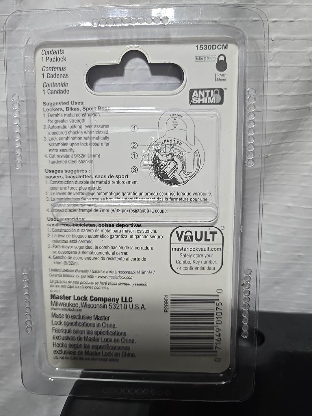 Master Lock Combination Padlock BLUE 1530DCM - Security Level 3 NEW SEALED