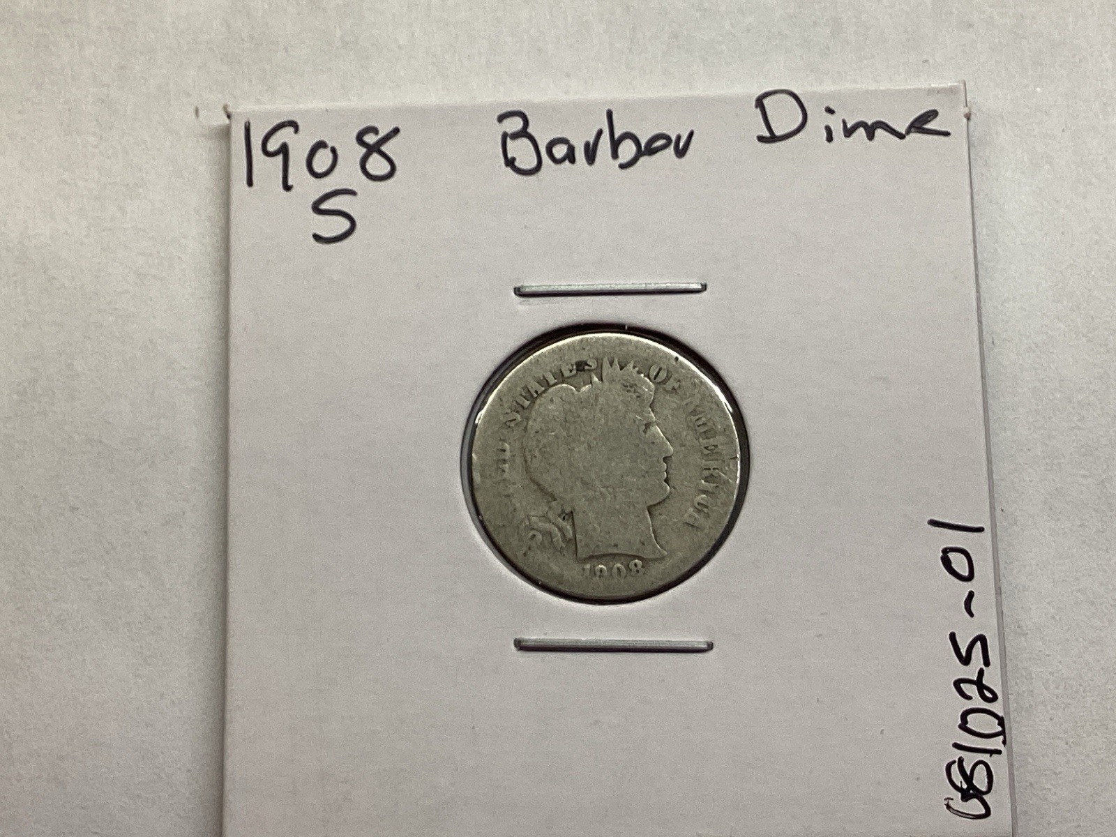 1908 S Barber 90% Silver Dime from San Francisco Mint 081025 01a