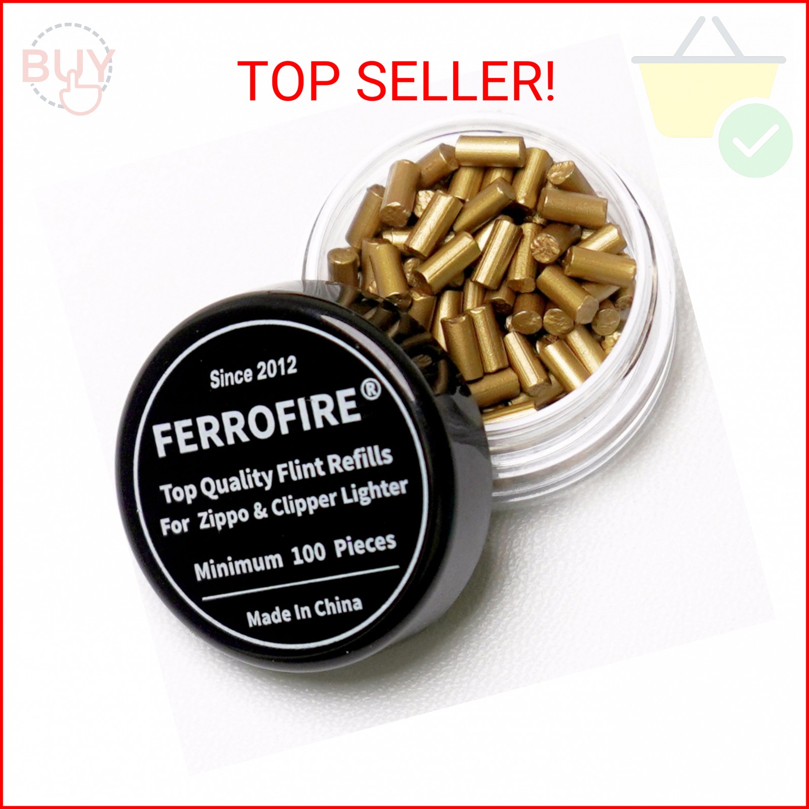 FERROFIRE 100-Pack Premium Replacement Flints Compatible with Zippo Clipper Ligh