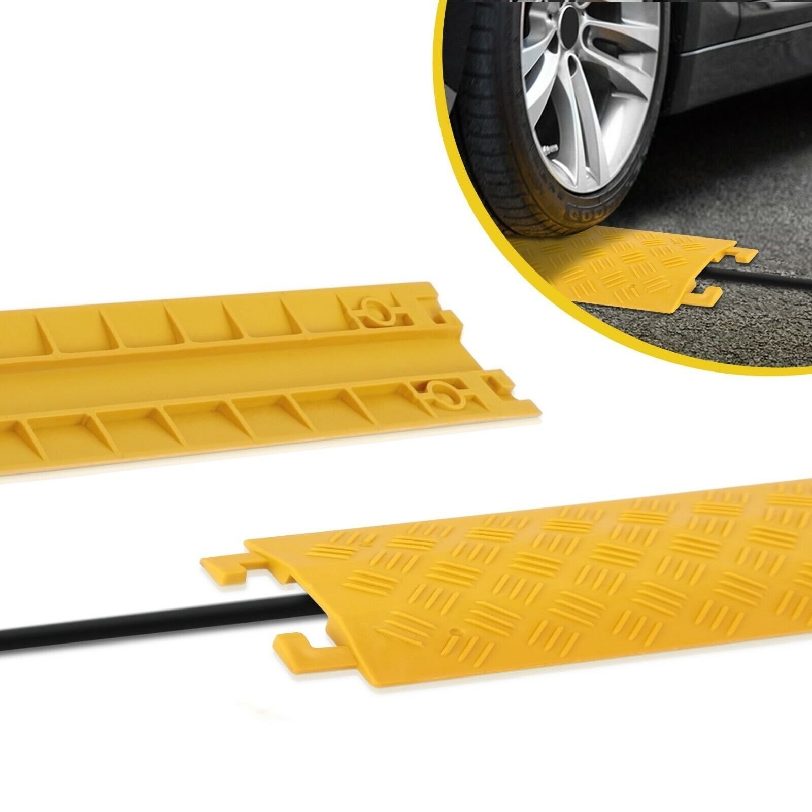 Pyle Heavy Duty Modular Drop Over Cable & Hose Protector Ramp, 2,000 lbs