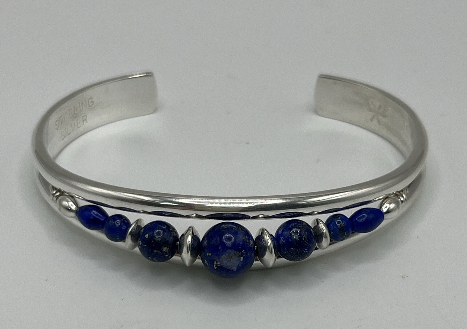 Sergio Lub Sterling Silver Handmade Sterling Silver Blue Stone Cuff Bracelet