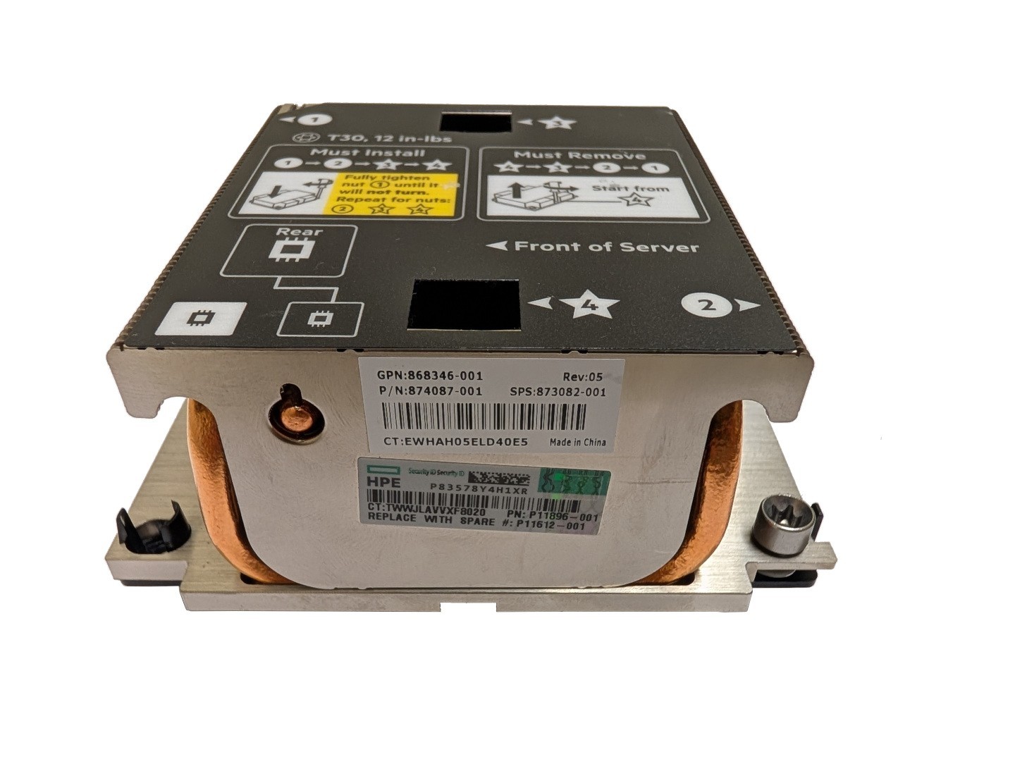 HP 873082-001 Synergy 480 Gen10 G10 Rear Heatsink 874087-001 868346-001 HPE