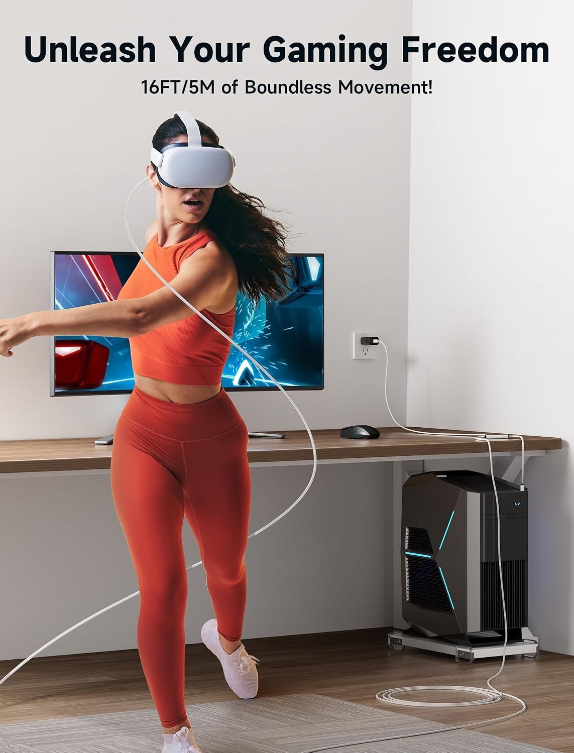Versatile 16FT Charging Link Cable - Play & Charge for Meta Quest VR Systems