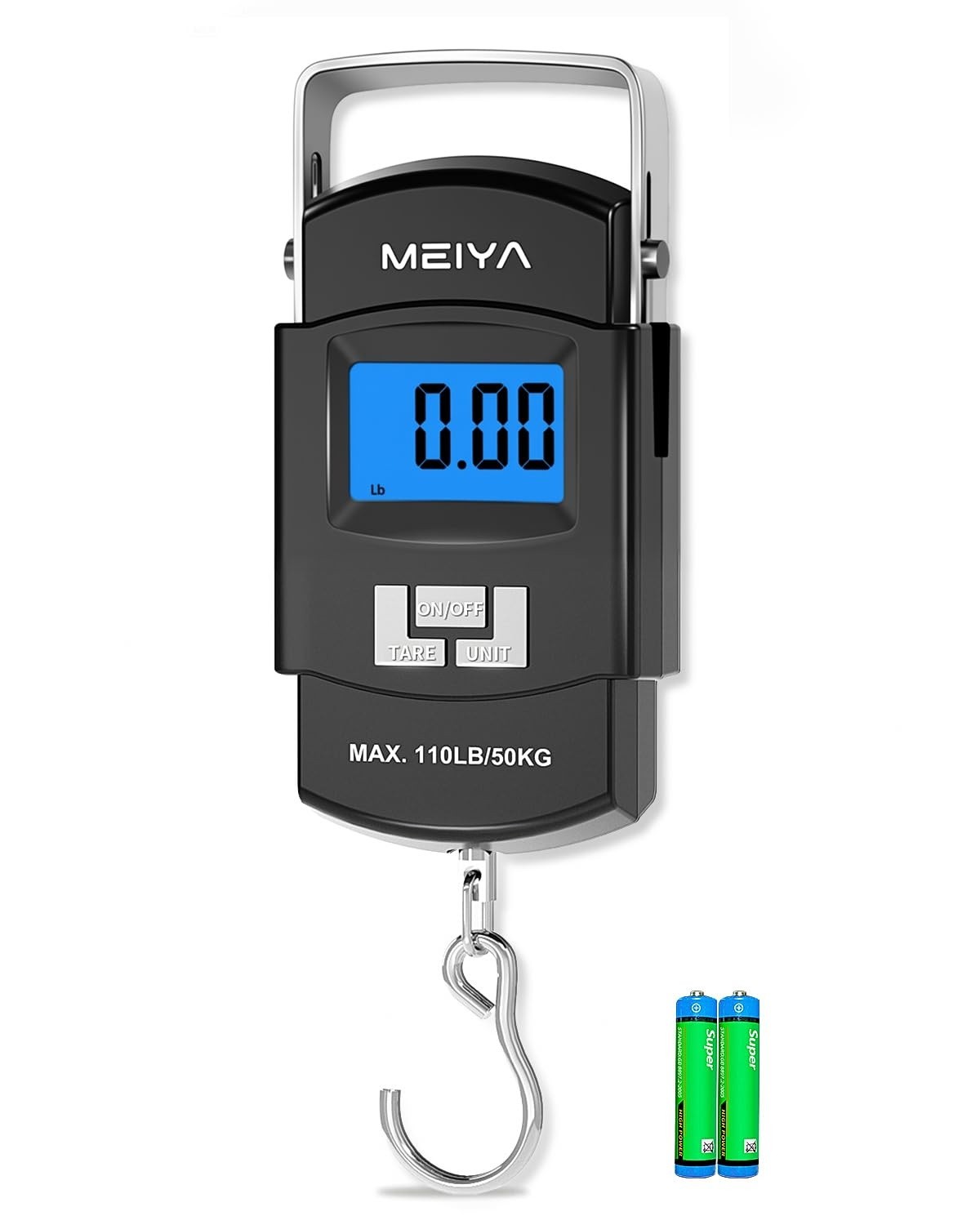 MEIYA Fish Scale 110lb/50kg Digital Fishing Scale with Backlit LCD, Portable Ha