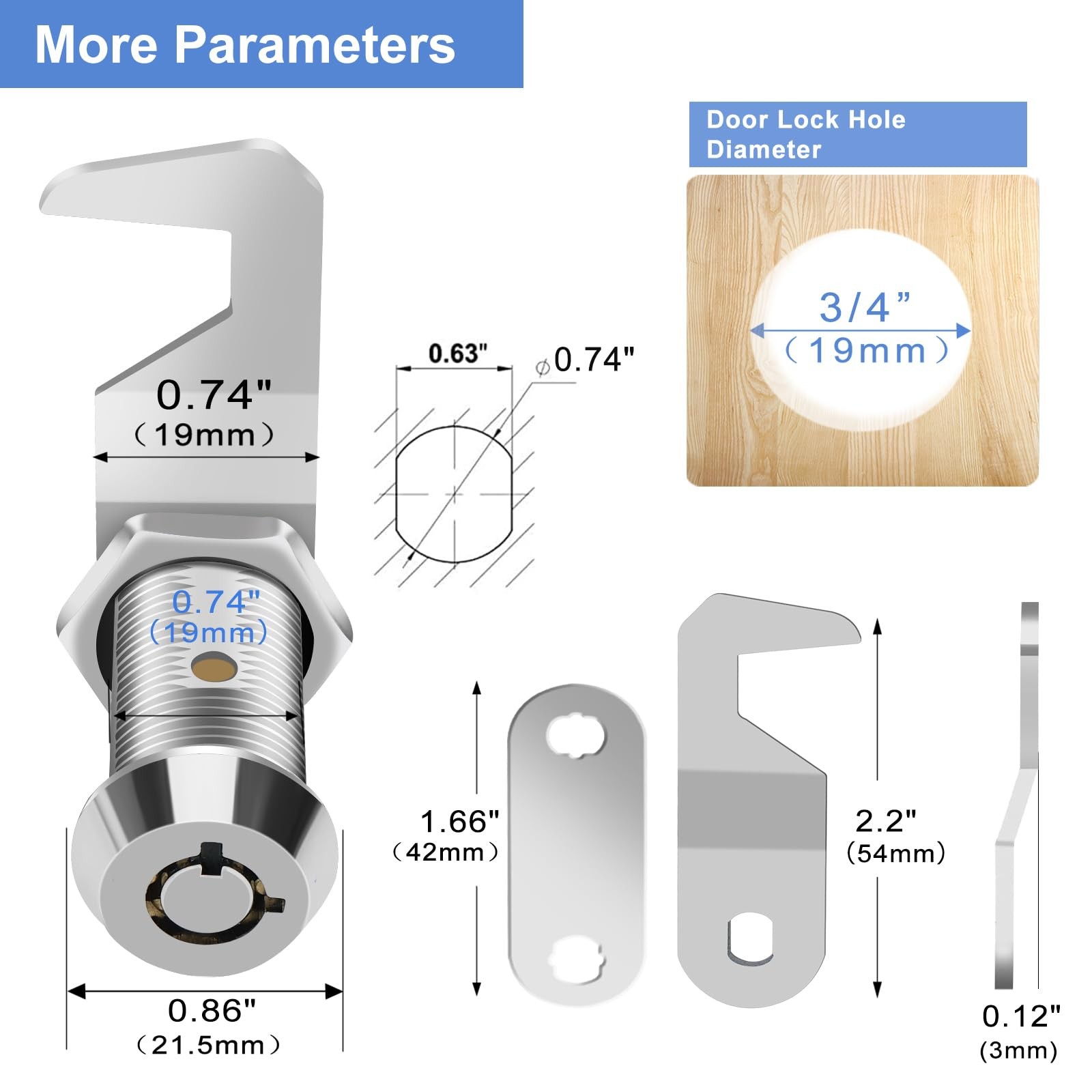 RV Storage Lock - 1-1/8" Cam Lock Keyed Alike Toolbox Locks Replacement for C...