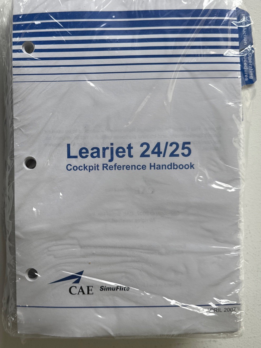 CAE SimuFlite Learjet 24/25 Cockpit Reference Handbook *NEW-SEALED*