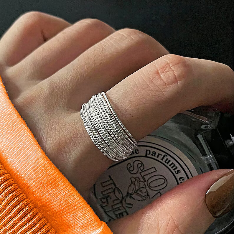 Chunky  Wrap Ring 925 Sterling Silver Band&Statement Ring Handmade Ring All size