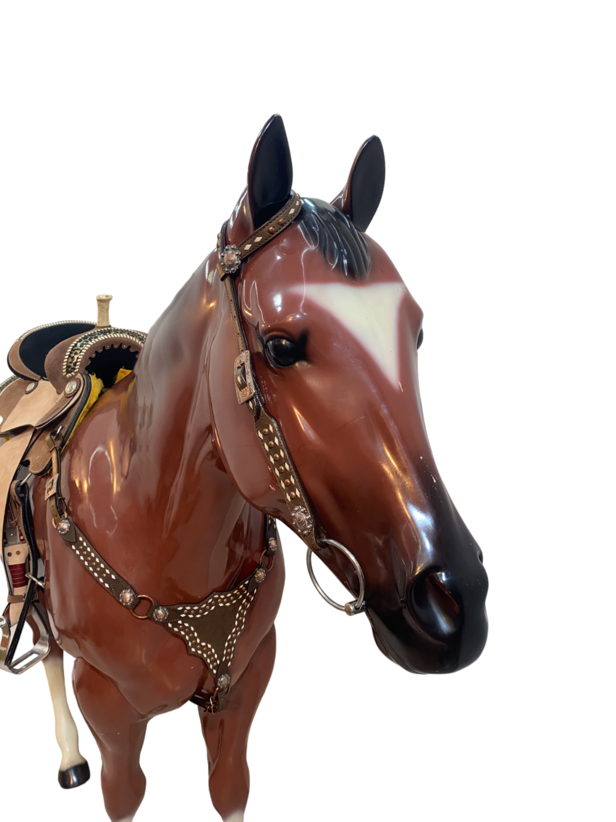 Genuine Western Headstall and Breast Collar Set with Copper Studs Décor MOUSM
