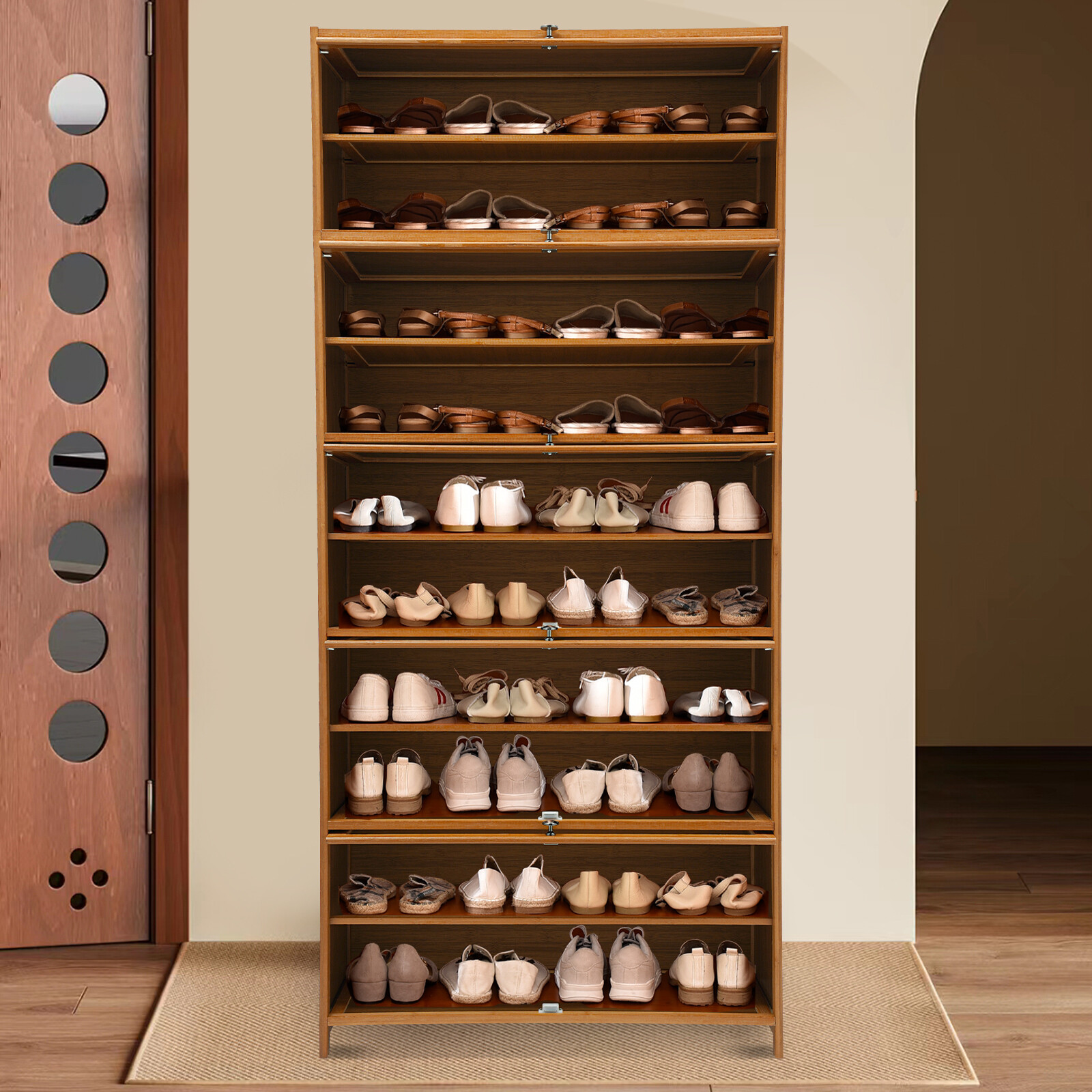 11-Tier 67" Tall Shoe Storage Cabinet Sneaker Organizer Rack for Home Entryway
