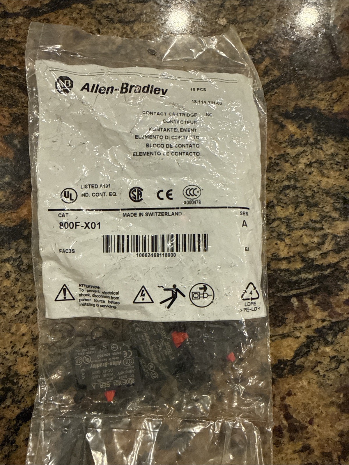 ALLEN BRADLEY 800F-X01 CONTACT BLOCK 1NC 600V 10A SERIES   A. BAG. OF. 10 Pcs