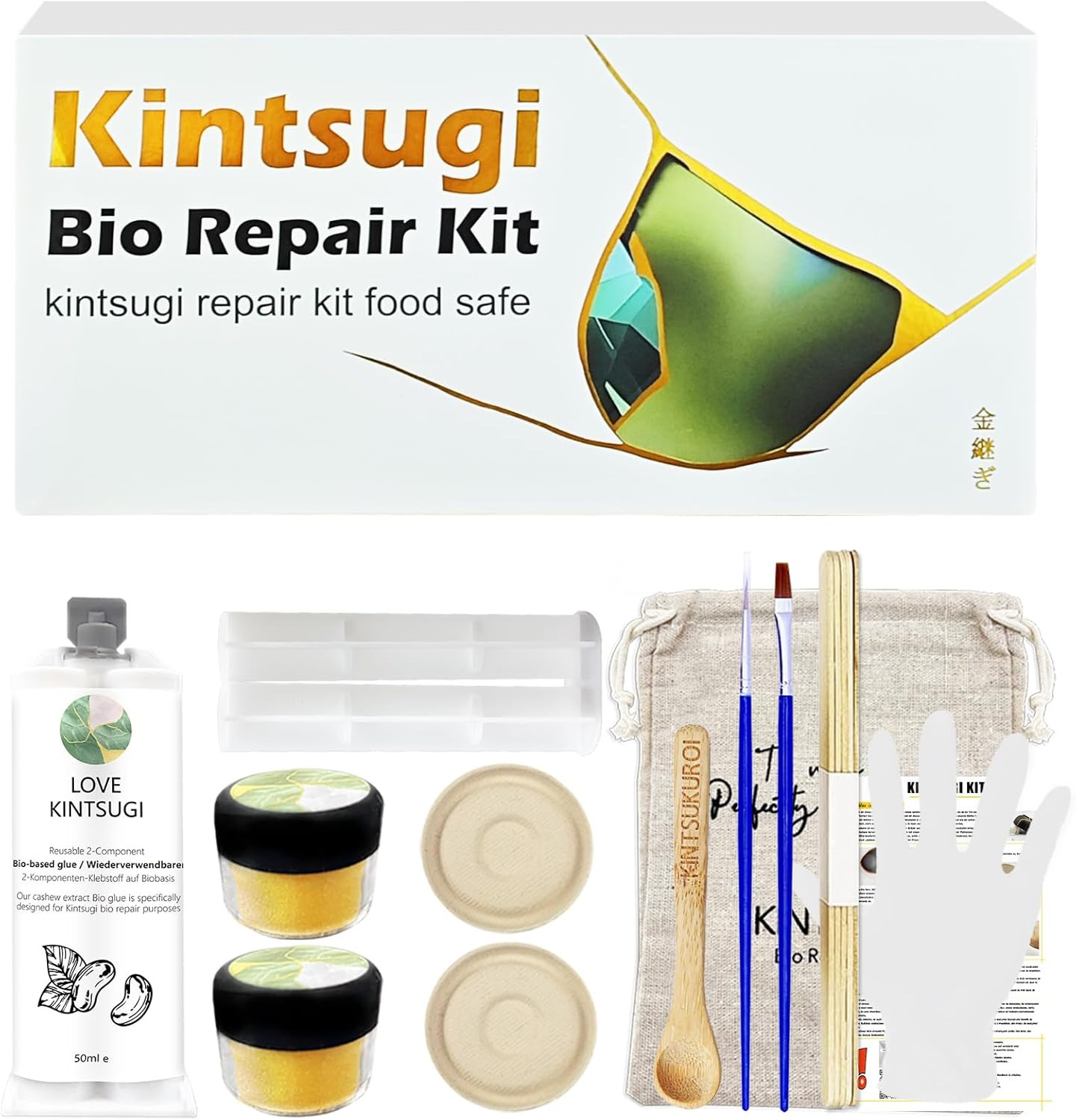 Kintsugi Repair Kit Gold，Kintsugi Repair Kit  Safety Quickly Repair Your Preciou